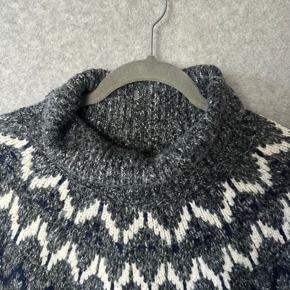 Old Navy Fair Isle Sweater Dress Size XXL Gray Knit Long Sleeve Cowl Turtleneck - Picture 4 of 13